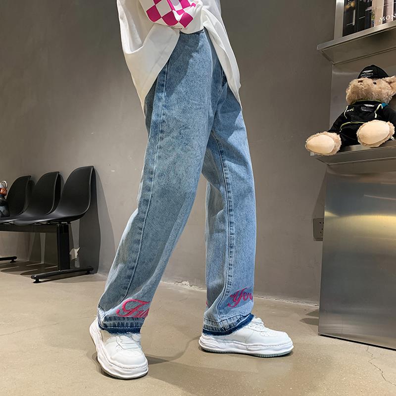 Men Jeans Vintage Jeans Men Autumn Embroidery Pants Baggy Straight Trousers