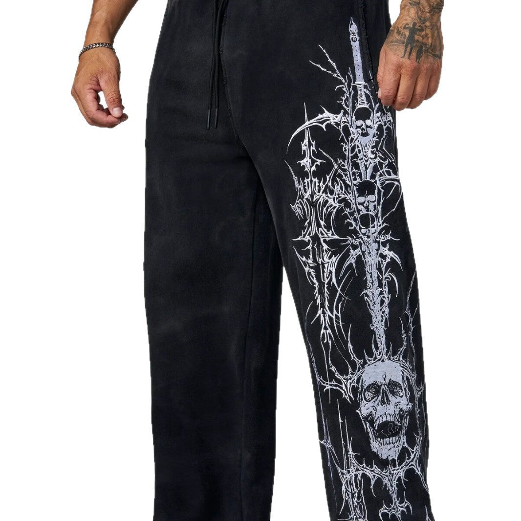 YOUNGLA Floral Graphic Sweatpants – Men's Oversized Streetwear Joggers
