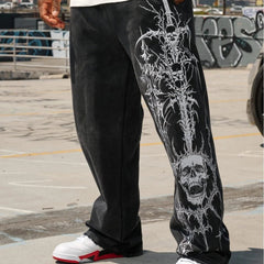 YOUNGLA Floral Graphic Sweatpants – Men's Oversized Streetwear Joggers