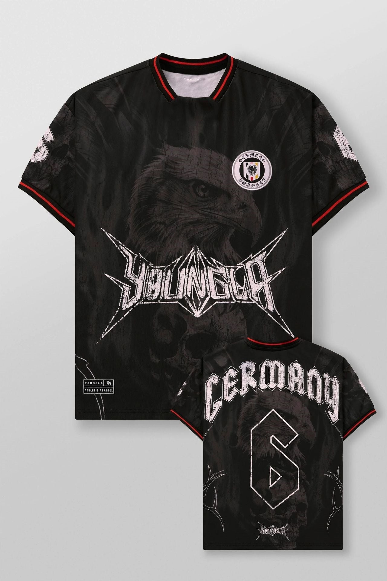 YOUNGLA Men's Soccer Jersey Graphic Tee – Oversized Quick-Dry Athletic Shirt