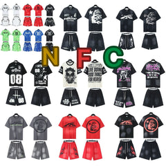 Hellstar Acid-Washed Graphic Tee & Shorts Set