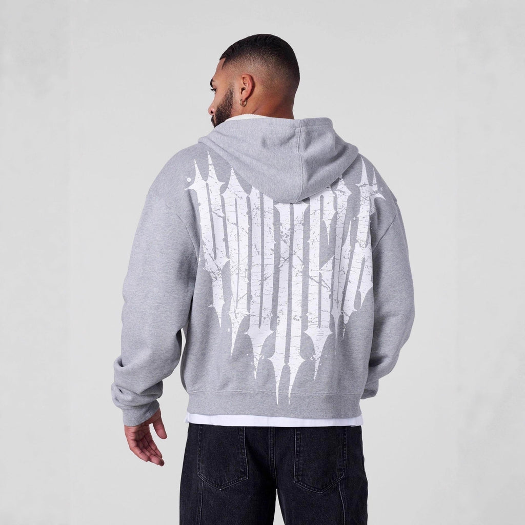 YOUNGLA Men's Graphic Zip-Up Hoodie – Heavyweight Fleece Streetwear Sweatshirt