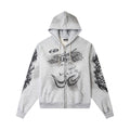 2025 Hellstar Streetwear Fleece-Lined Washed Zip-Up Hoodie – Unisex