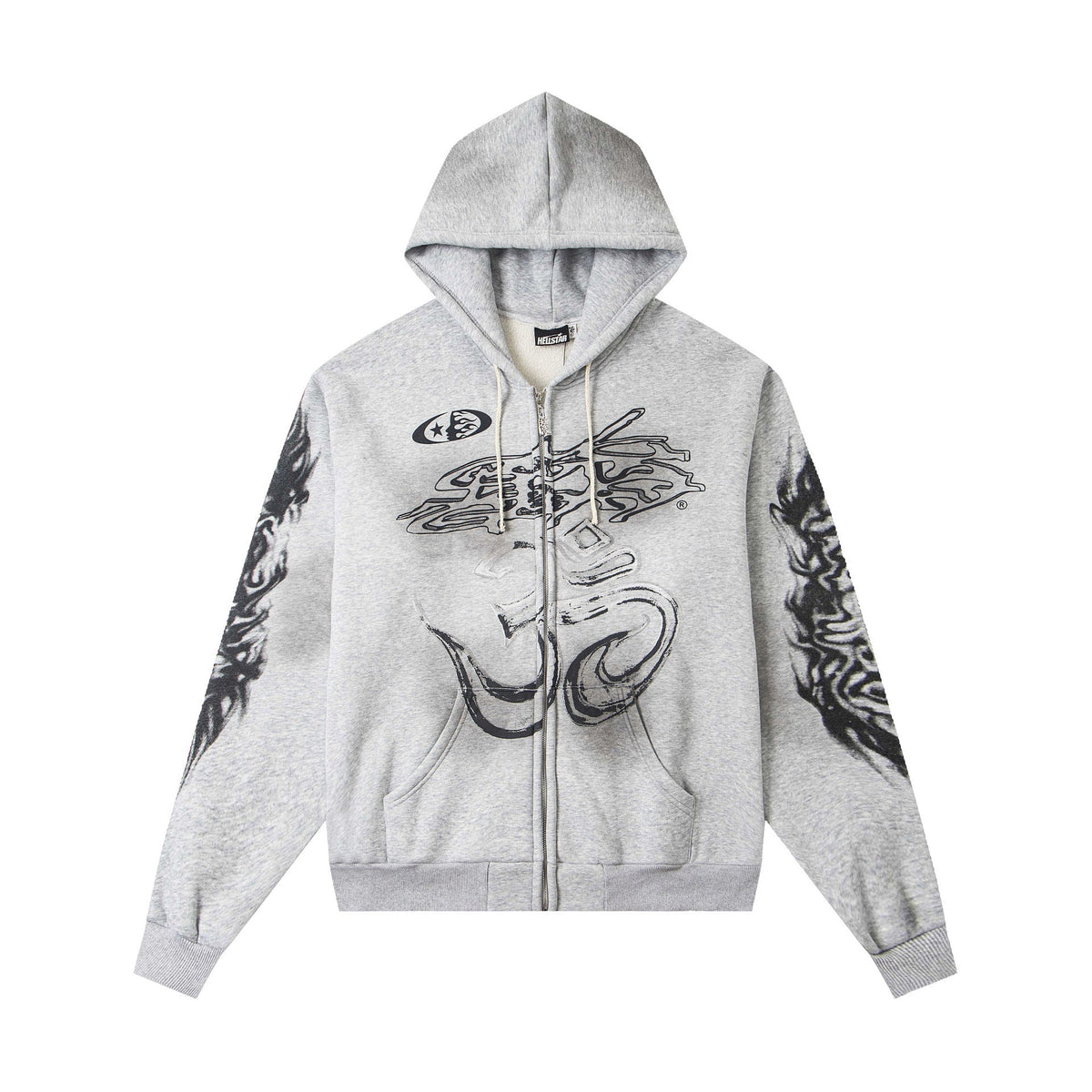 2025 Hellstar Streetwear Fleece-Lined Washed Zip-Up Hoodie – Unisex