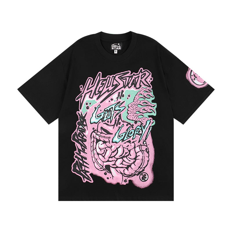 HELLSTAR Hip-Hop Graphic Letter Print Streetwear Oversized Cotton Tee