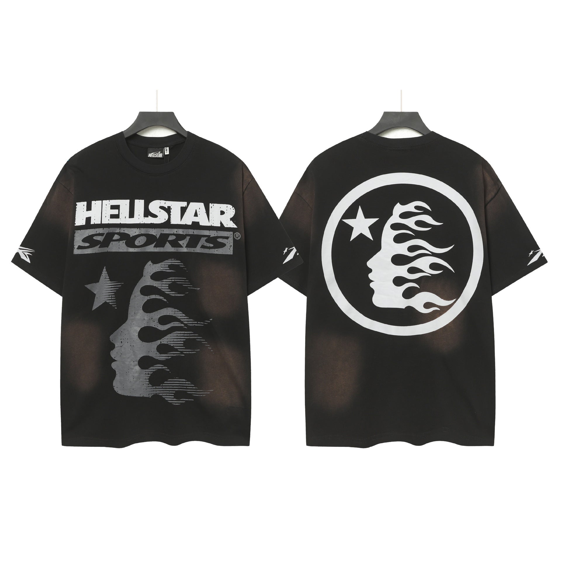 Hell Star Heel Washed Vintage American Print Short Sleeve T-Shirt