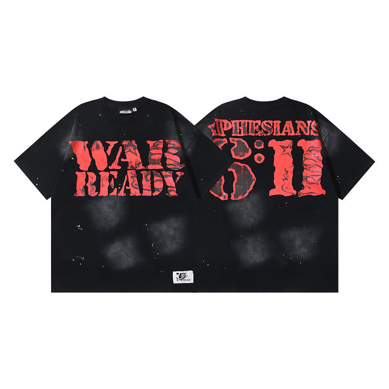 HELLSTAR 2025 American Streetwear Heavyweight Washed Vintage Oversized Short Sleeve T-Shirt
