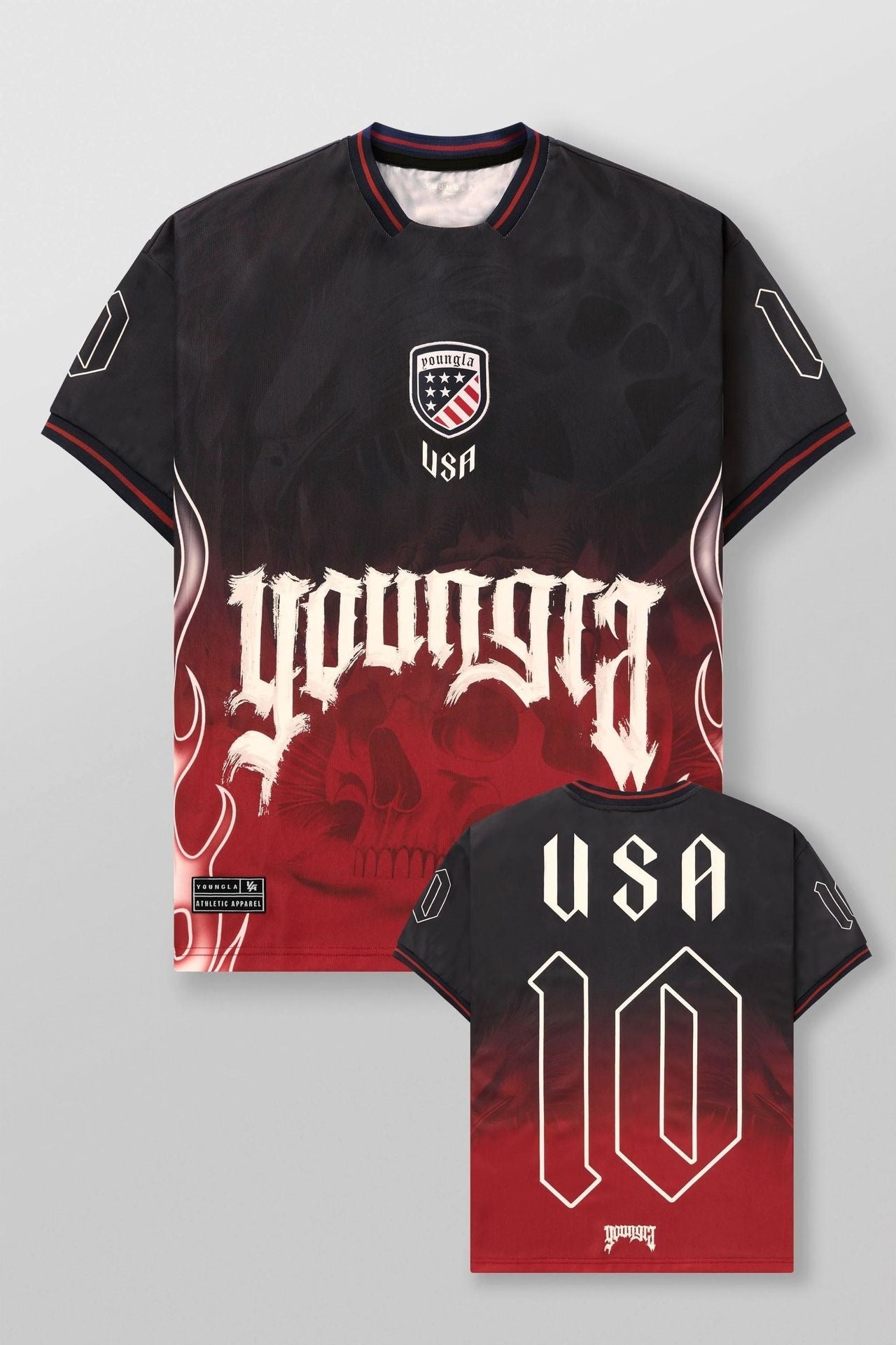 YOUNGLA Men's Soccer Jersey Graphic Tee – Oversized Quick-Dry Athletic Shirt