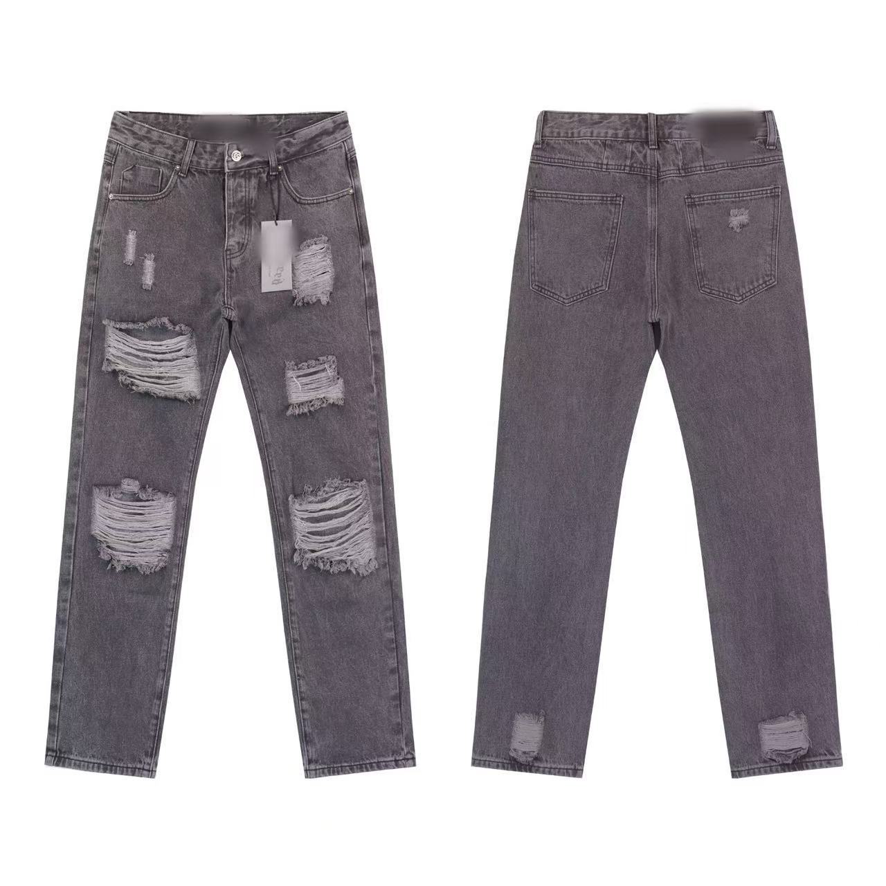 Vintage Distressed Embroidered Straight-Leg Jeans