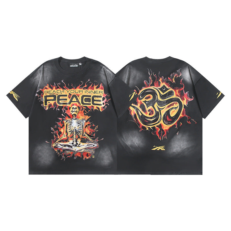Vintage Washed Graphic Tee – Oversized Unisex Short Sleeve T-Shirt (Washed Black Series)