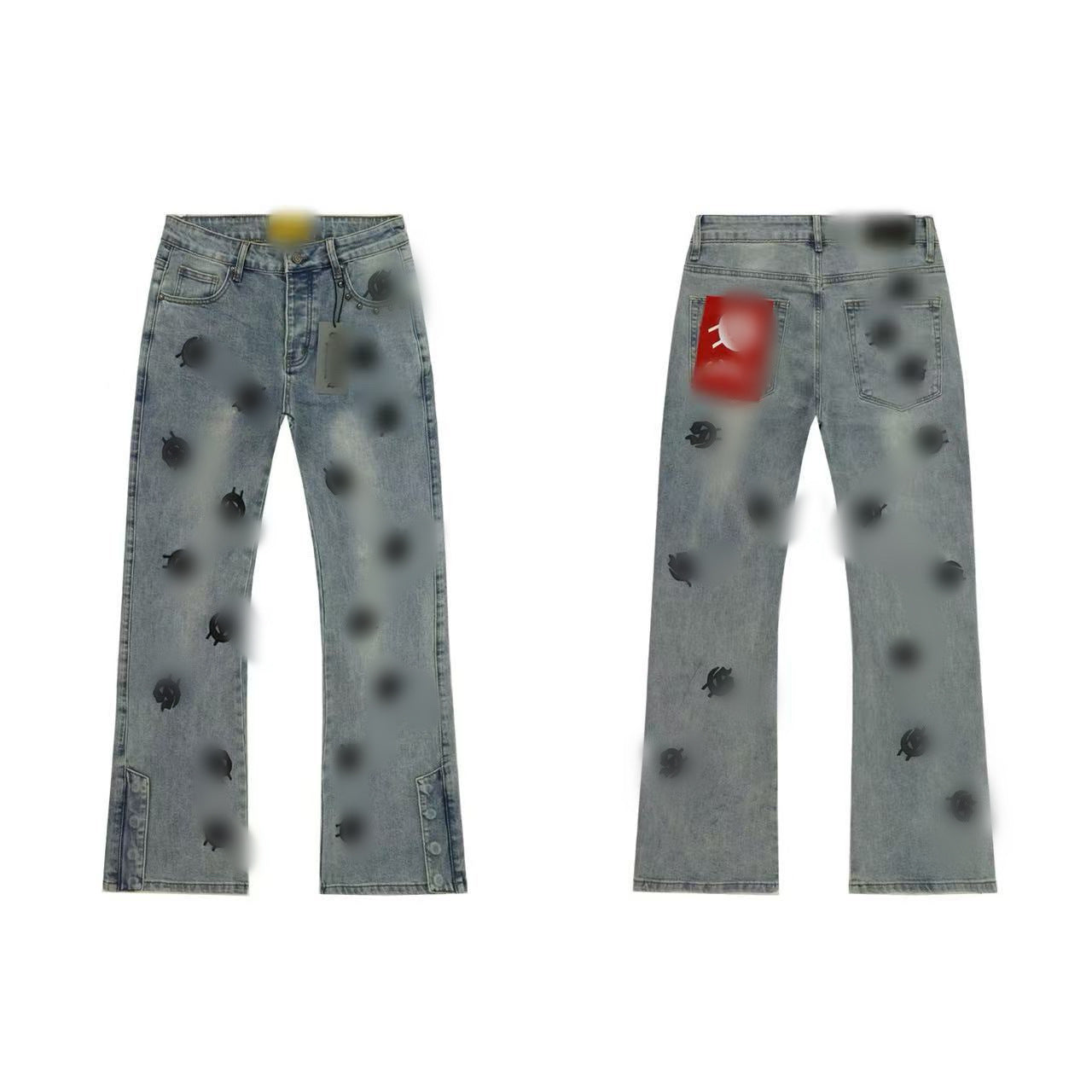 Vintage Distressed Embroidered Straight-Leg Jeans