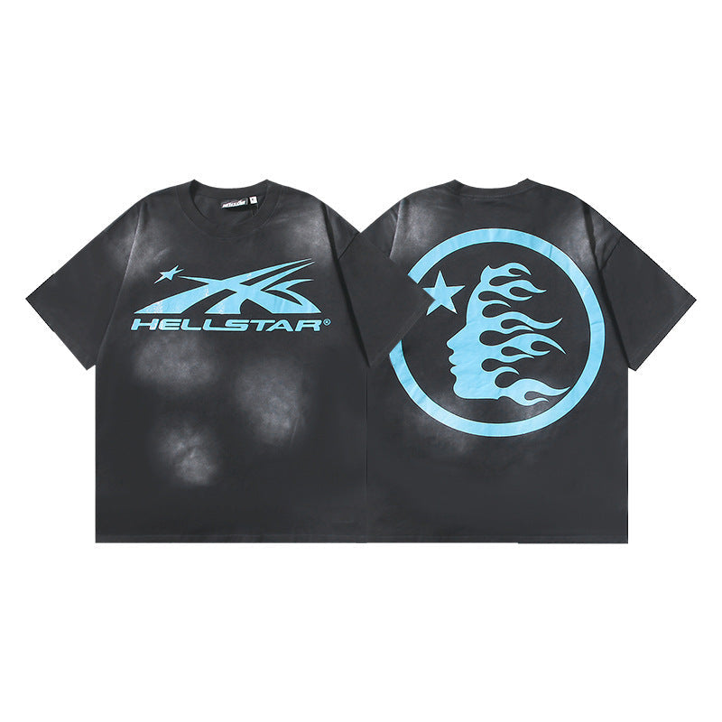 HELLSTAR 2025 American Streetwear Heavyweight Washed Vintage Oversized Short Sleeve T-Shirt