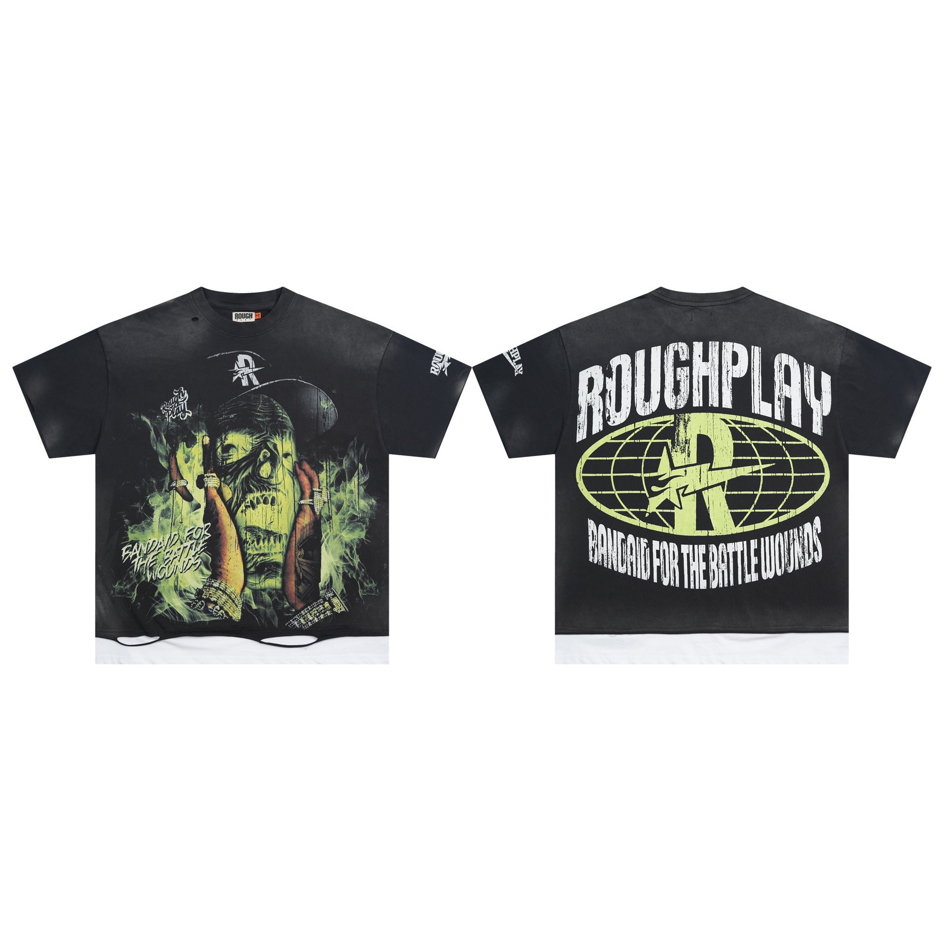 RoughPlay NYC Distressed Rhinestone Graphic Tee