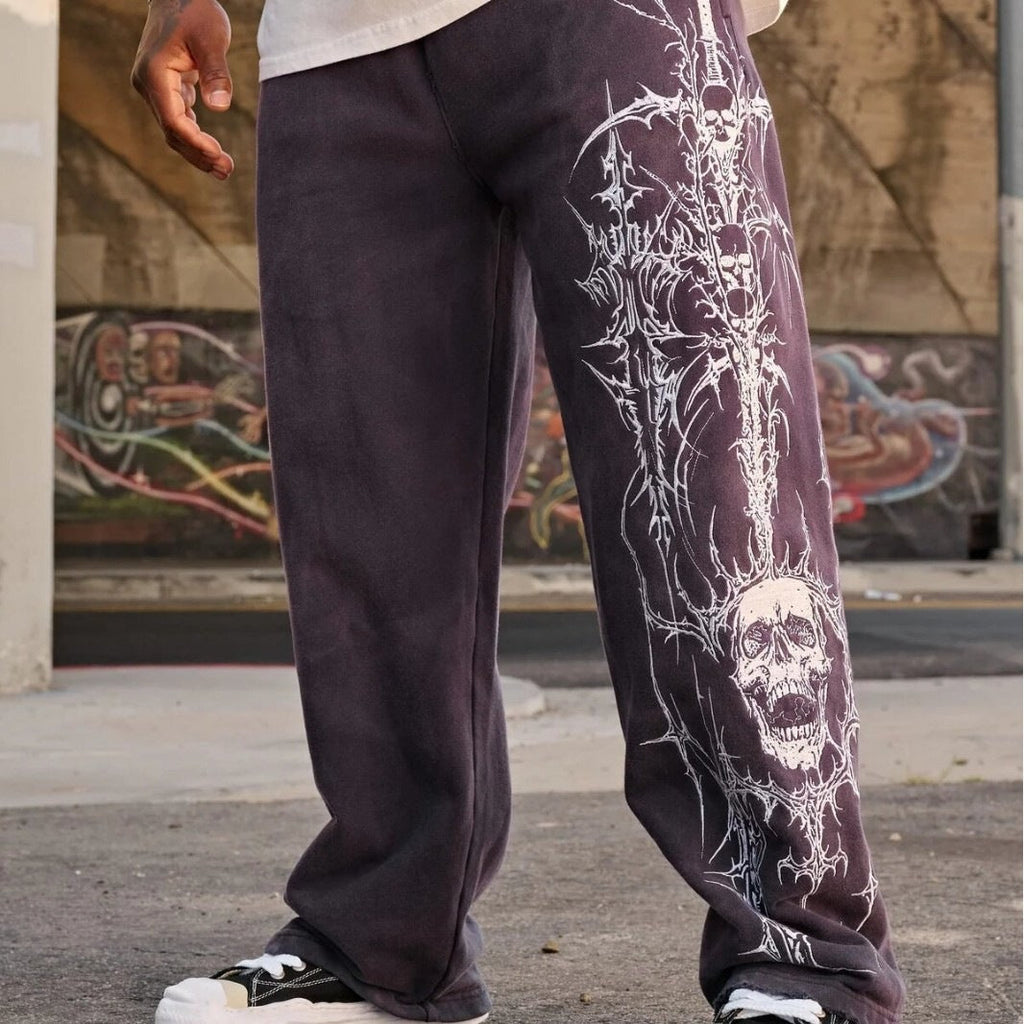 YOUNGLA Floral Graphic Sweatpants – Men's Oversized Streetwear Joggers