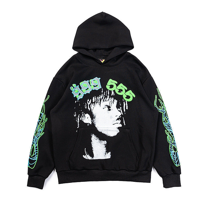 25ss High Quality SP5DER American Streetwear Rhinestone Foam Letter Spider Web Hoodie (Unisex)
