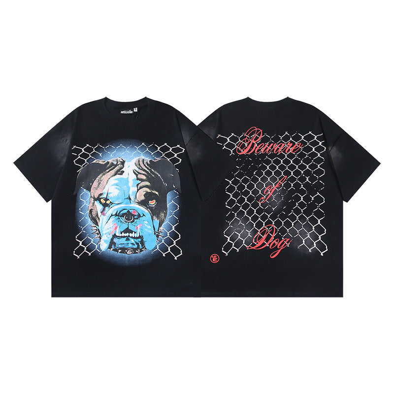 HELLSTAR 2025 American Streetwear Heavyweight Washed Vintage Oversized Short Sleeve T-Shirt