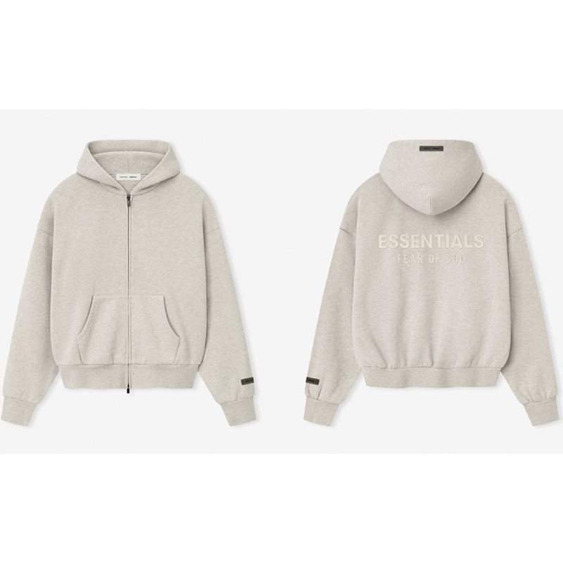 FOG Essentials Oversized Drop Shoulder Zip-Up Hoodie – Spring 2025 American Streetwear