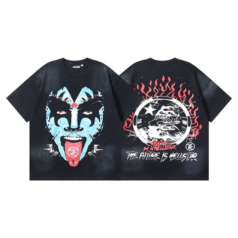 HELLSTAR 2025 American Streetwear Heavyweight Washed Vintage Oversized Short Sleeve T-Shirt