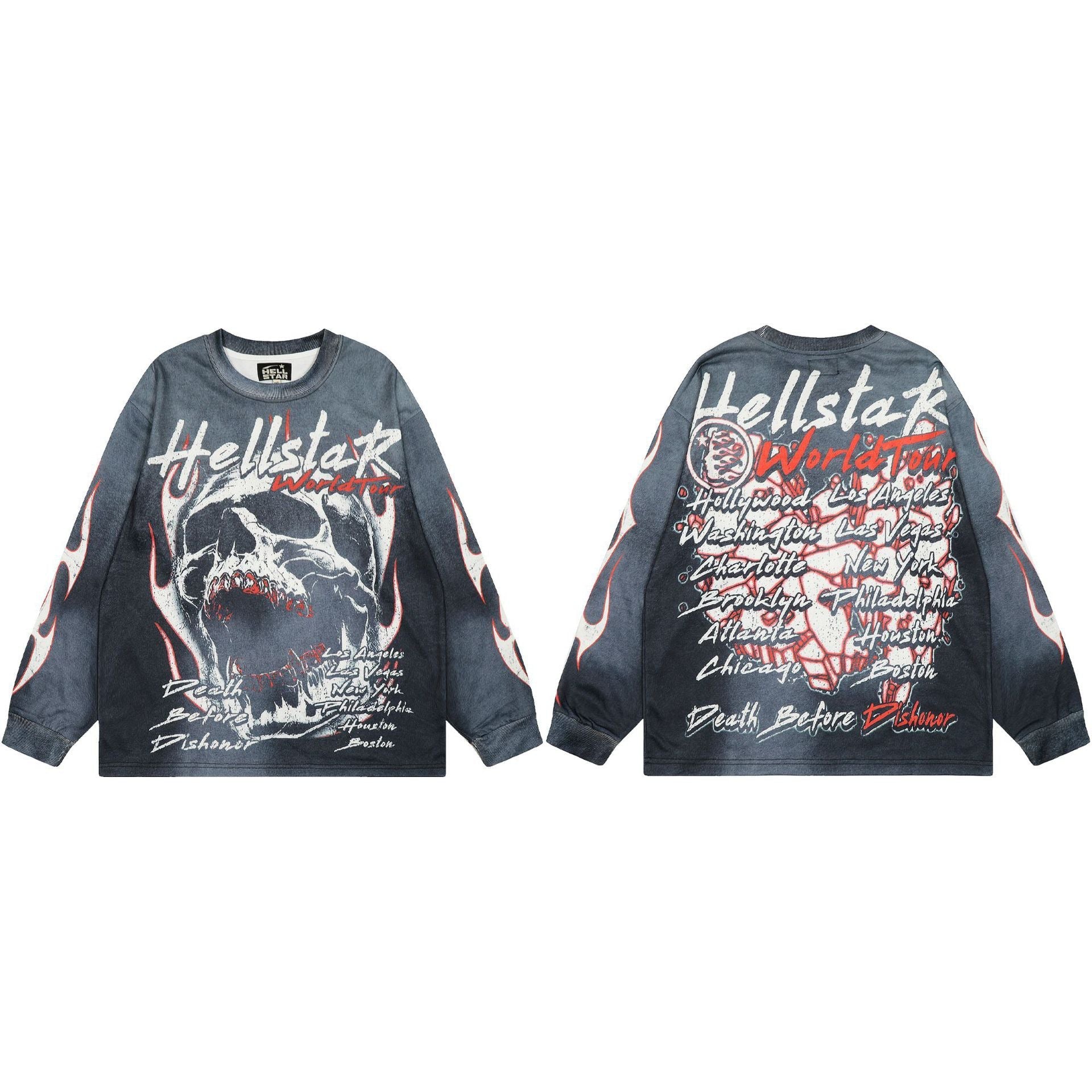 Hellstar Long Sleeve Graphic Sweatshirt – Fall/Winter Unisex American Streetwear