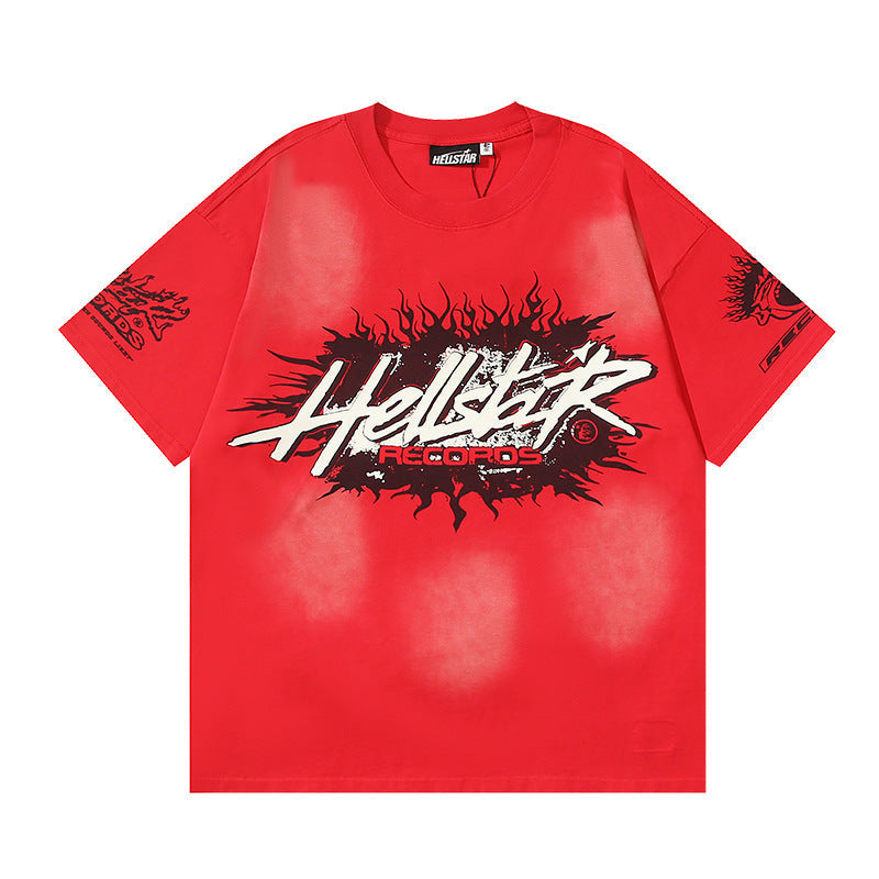 HELLSTAR 2025 American Streetwear Heavyweight Washed Vintage Oversized Short Sleeve T-Shirt