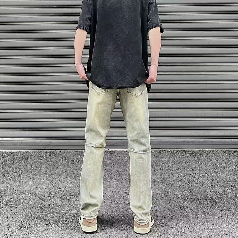 Men Jeans Summer Ripped Slim-Fitting Straight Pants Casual Pants