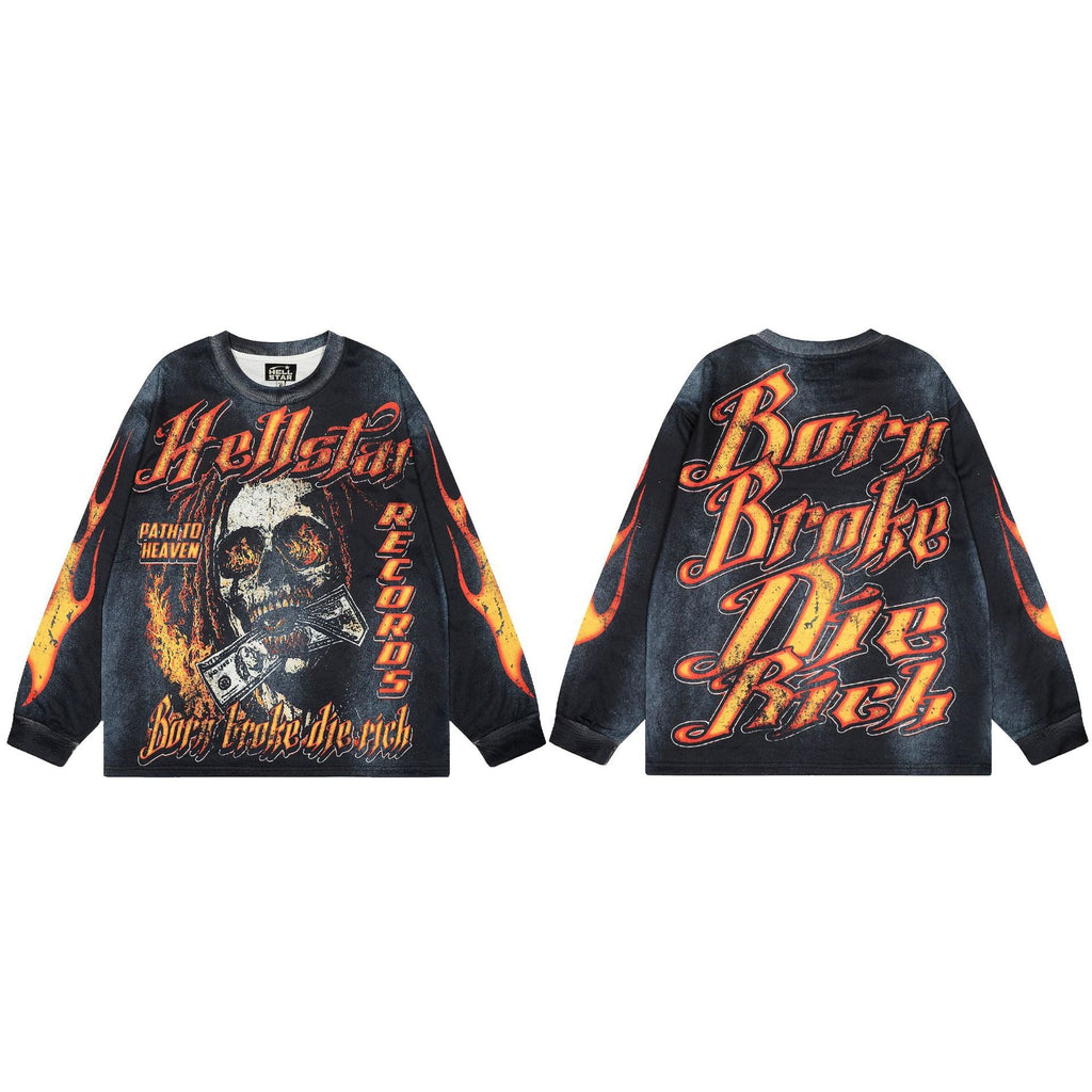 Hellstar Long Sleeve Graphic Sweatshirt – Fall/Winter Unisex American Streetwear