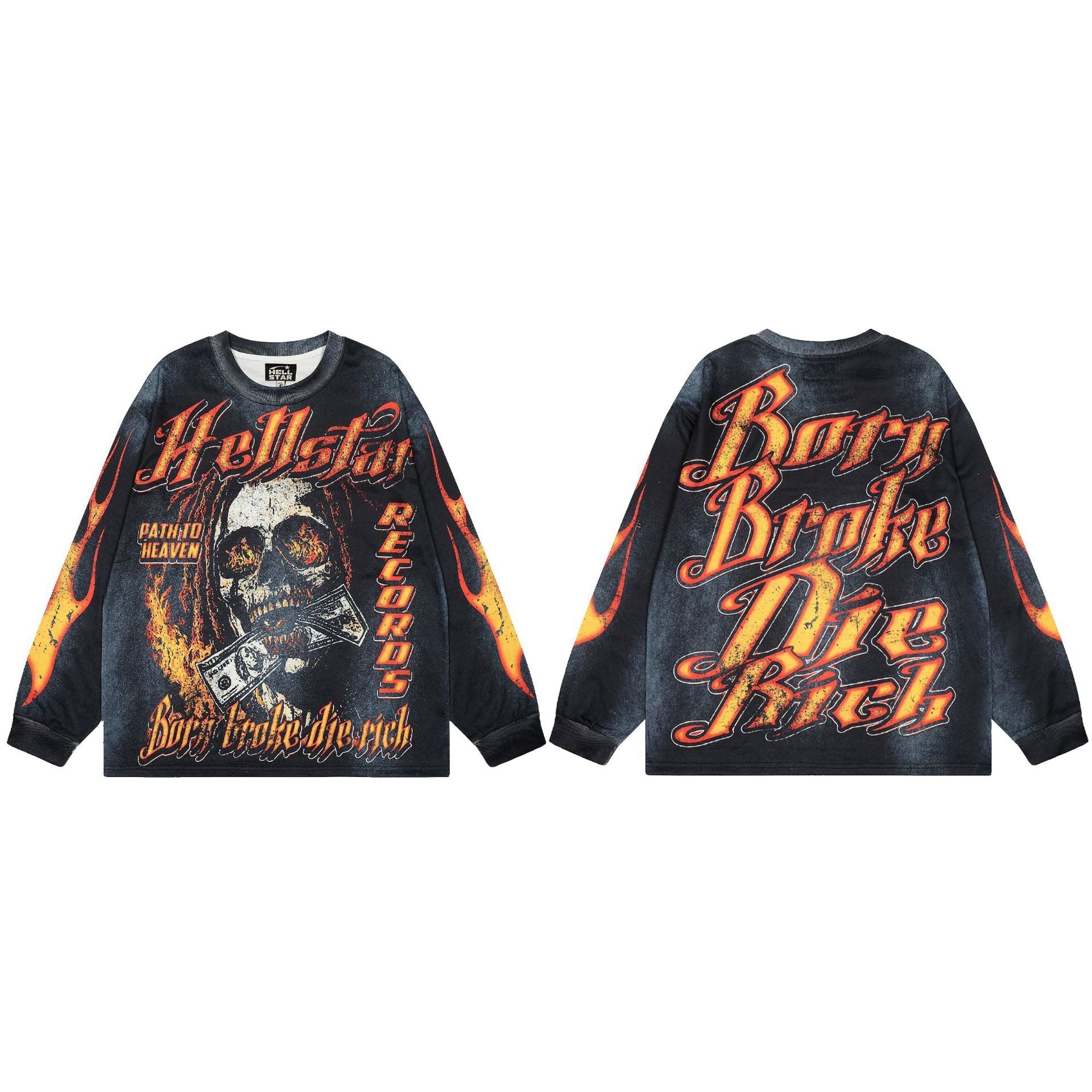 Hellstar Long Sleeve Graphic Sweatshirt – Fall/Winter Unisex American Streetwear