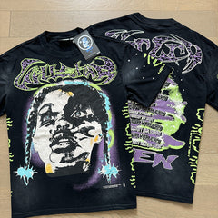 HELLSTAR 2025 American Streetwear Heavyweight Washed Vintage Oversized Short Sleeve T-Shirt
