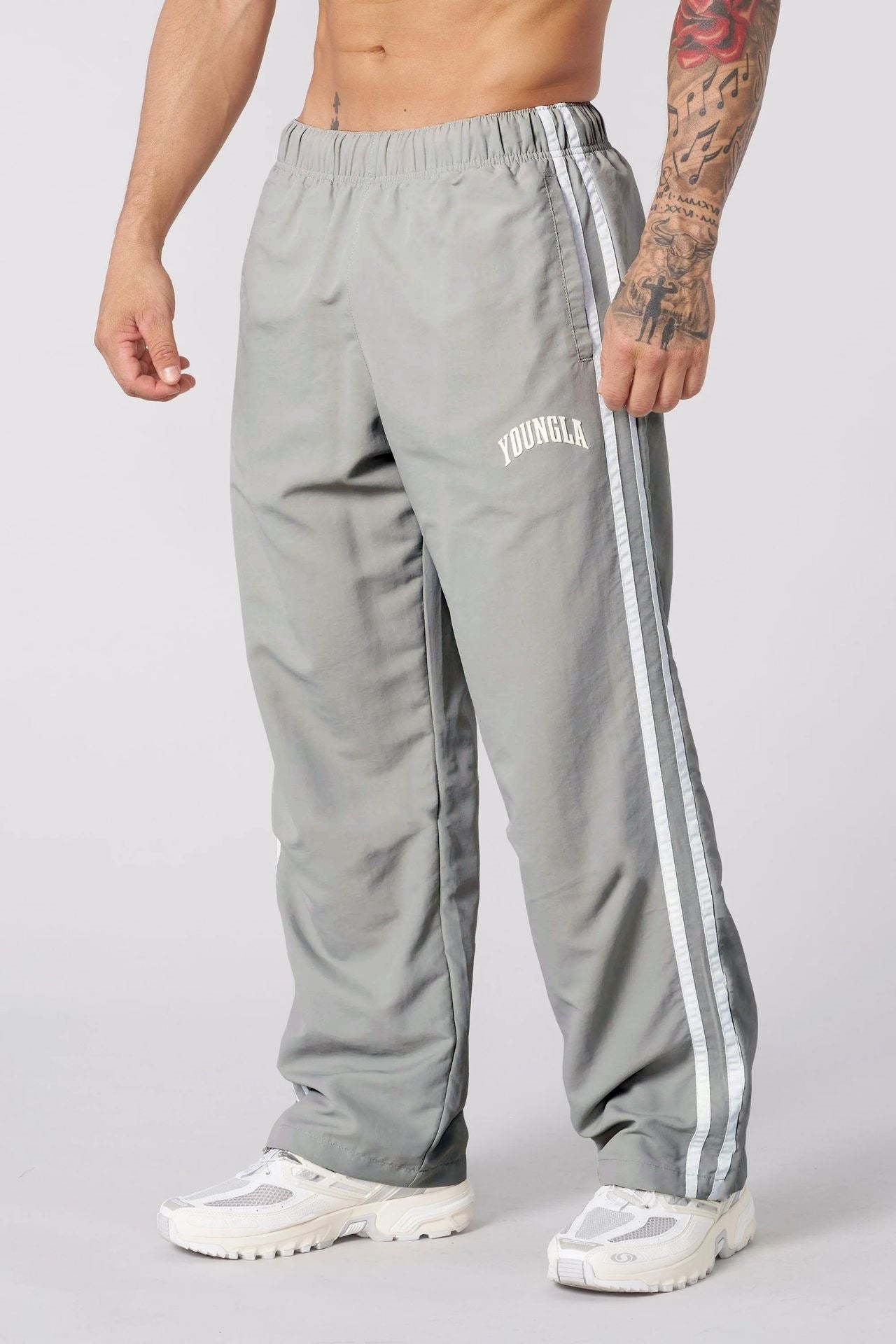 YOUNGLA Men's Double Stripe Joggers – Straight Leg Gym & Casual Pants
