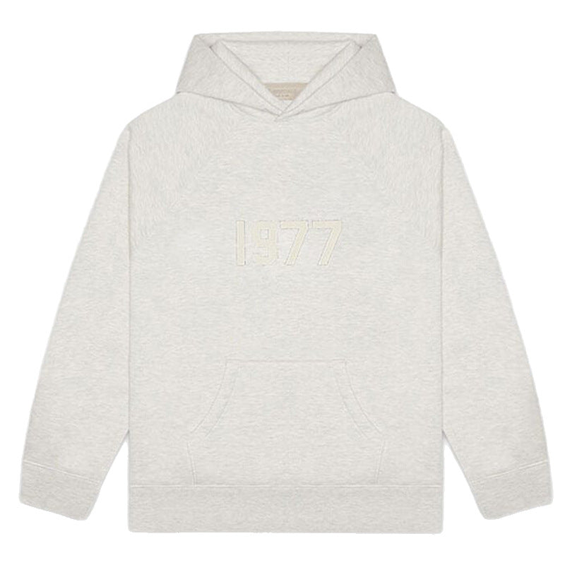 FOG Essentials 1977 Flocked Logo Fleece Pullover Hoodie – 2022SS Vintage American Streetwear
