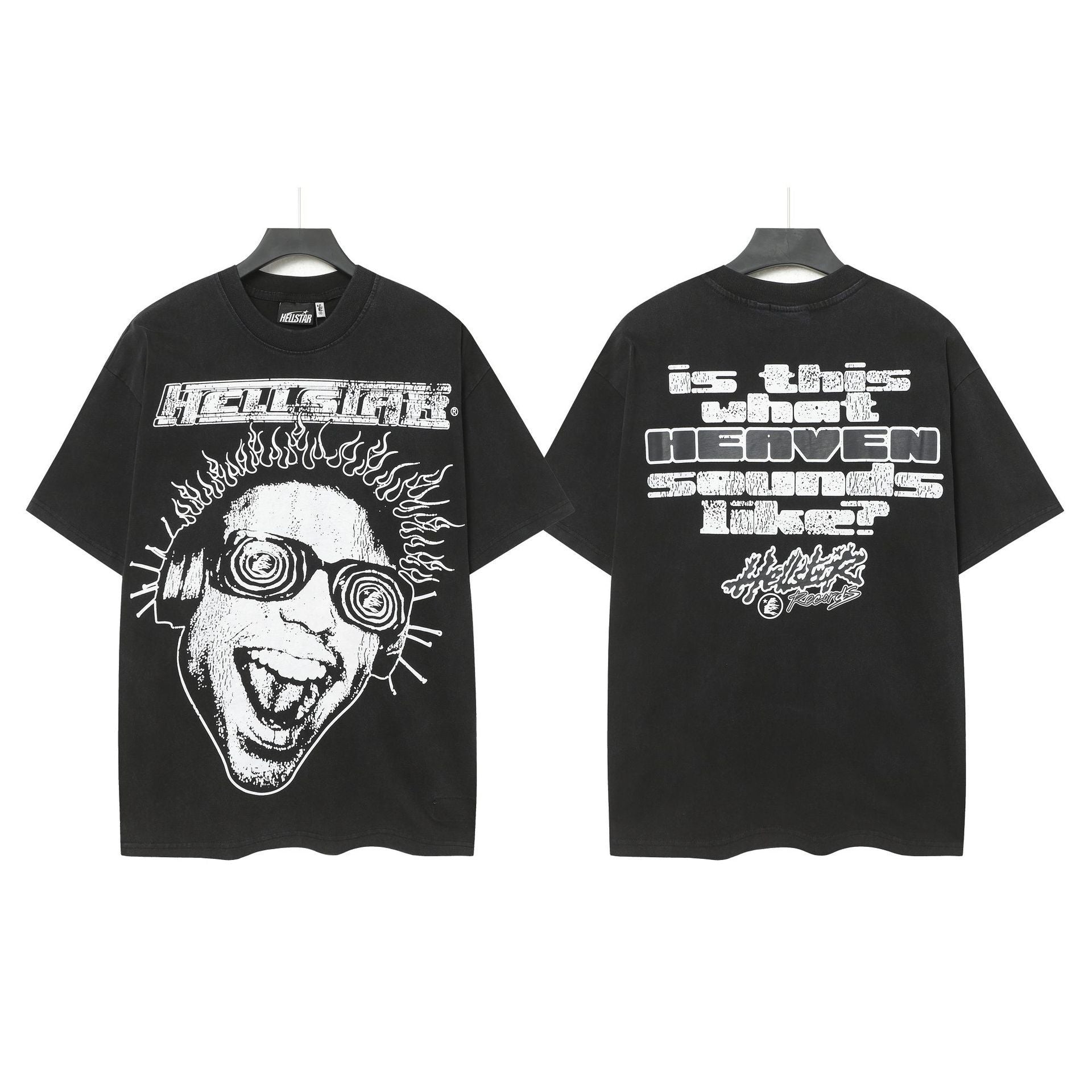 Hell Star Heel Washed Vintage American Print Short Sleeve T-Shirt