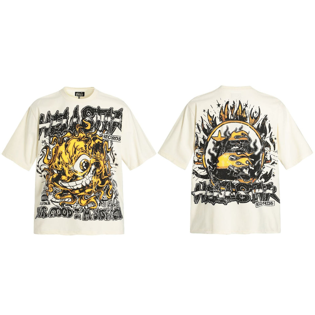 Vintage Washed Distressed Graphic Tee – Oversized Unisex Short Sleeve T-Shirt