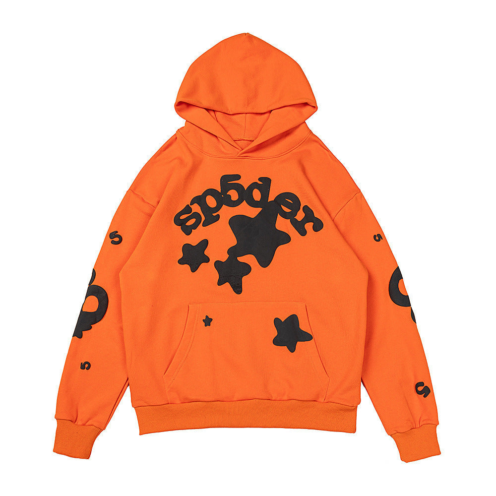 25ss High Quality SP5DER American Streetwear Rhinestone Foam Letter Spider Web Hoodie (Unisex)