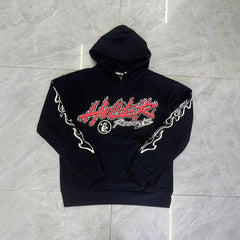 HELLSTAR 2025 Fall/Winter Flame & Star Graphic Fleece Hoodie & Sweatpants Set