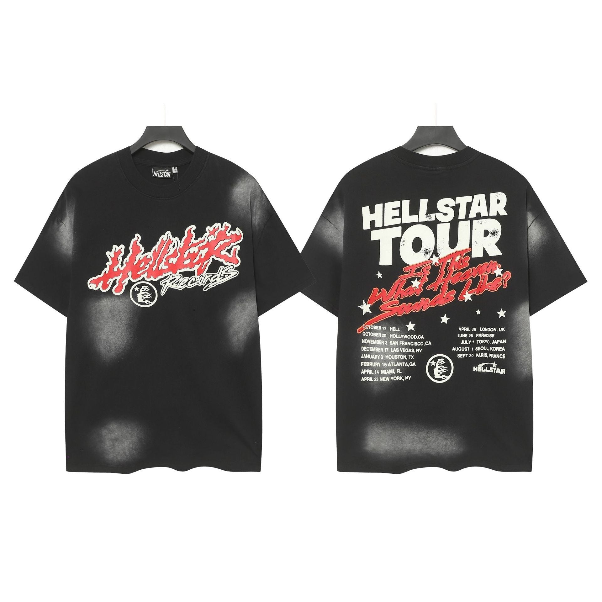 Hell Star Heel Washed Vintage American Print Short Sleeve T-Shirt