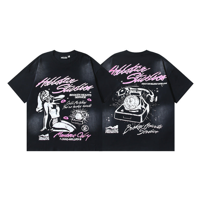 HELL Vintage Washed Oversized Graphic Tee