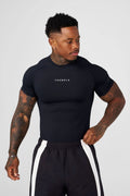 YOUNGLA Men's Compression Training Tee – High-Stretch Short Sleeve Gym Shirt