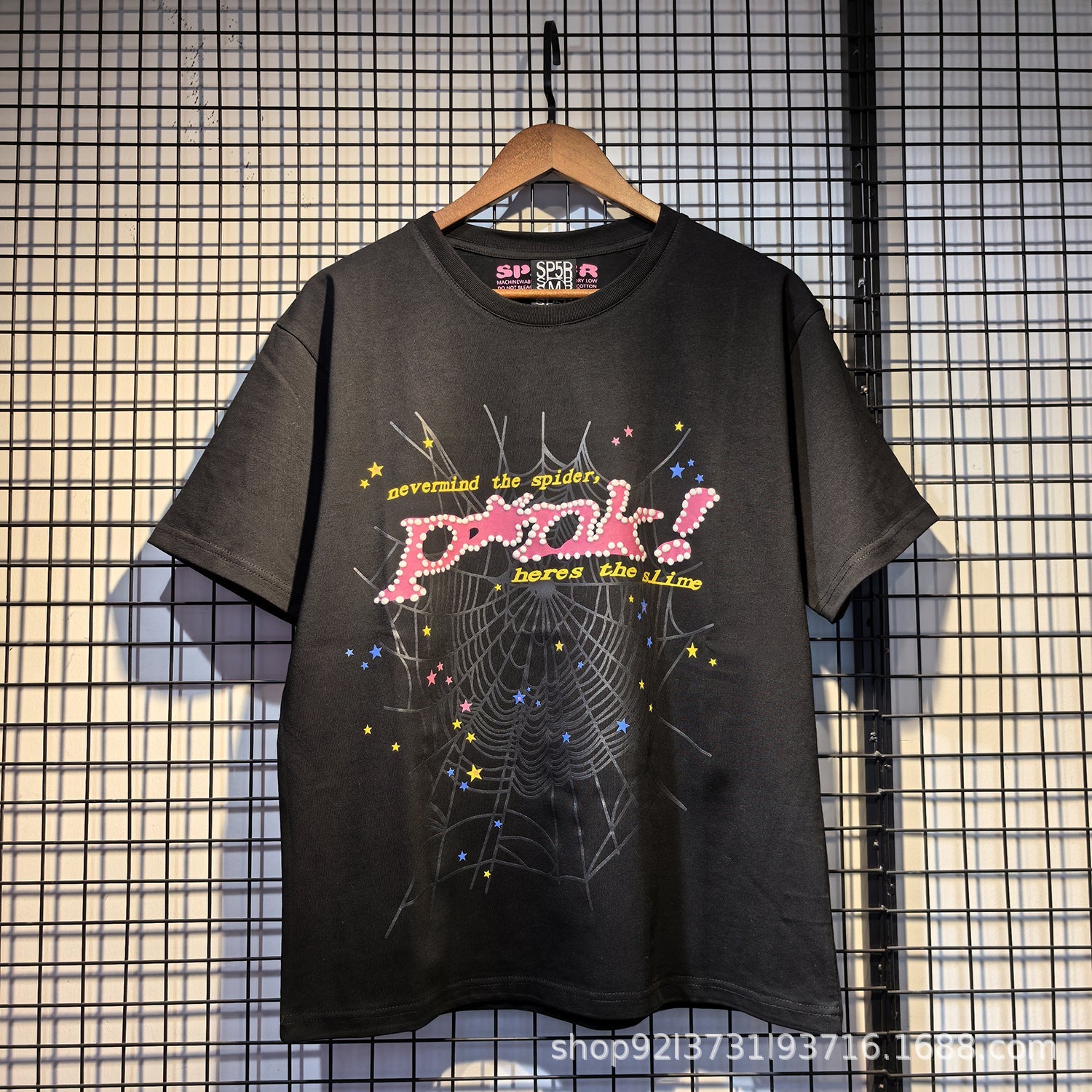 Sp5der Spider Web Bubble Letter Graphic Tee