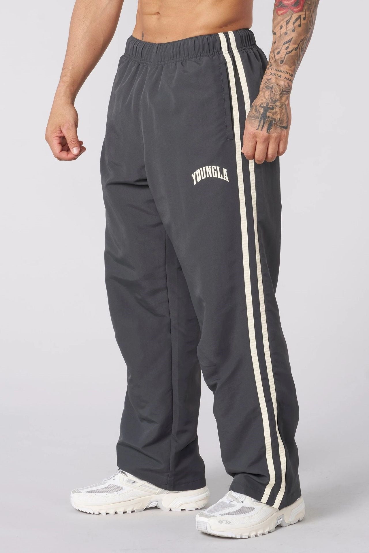 YOUNGLA Men's Double Stripe Joggers – Straight Leg Gym & Casual Pants