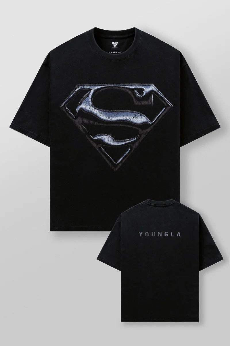 YOUNGLA x Yu-Gi-Oh Superman Oversized Graphic Tee – Men's Streetwear Cotton T-Shirt