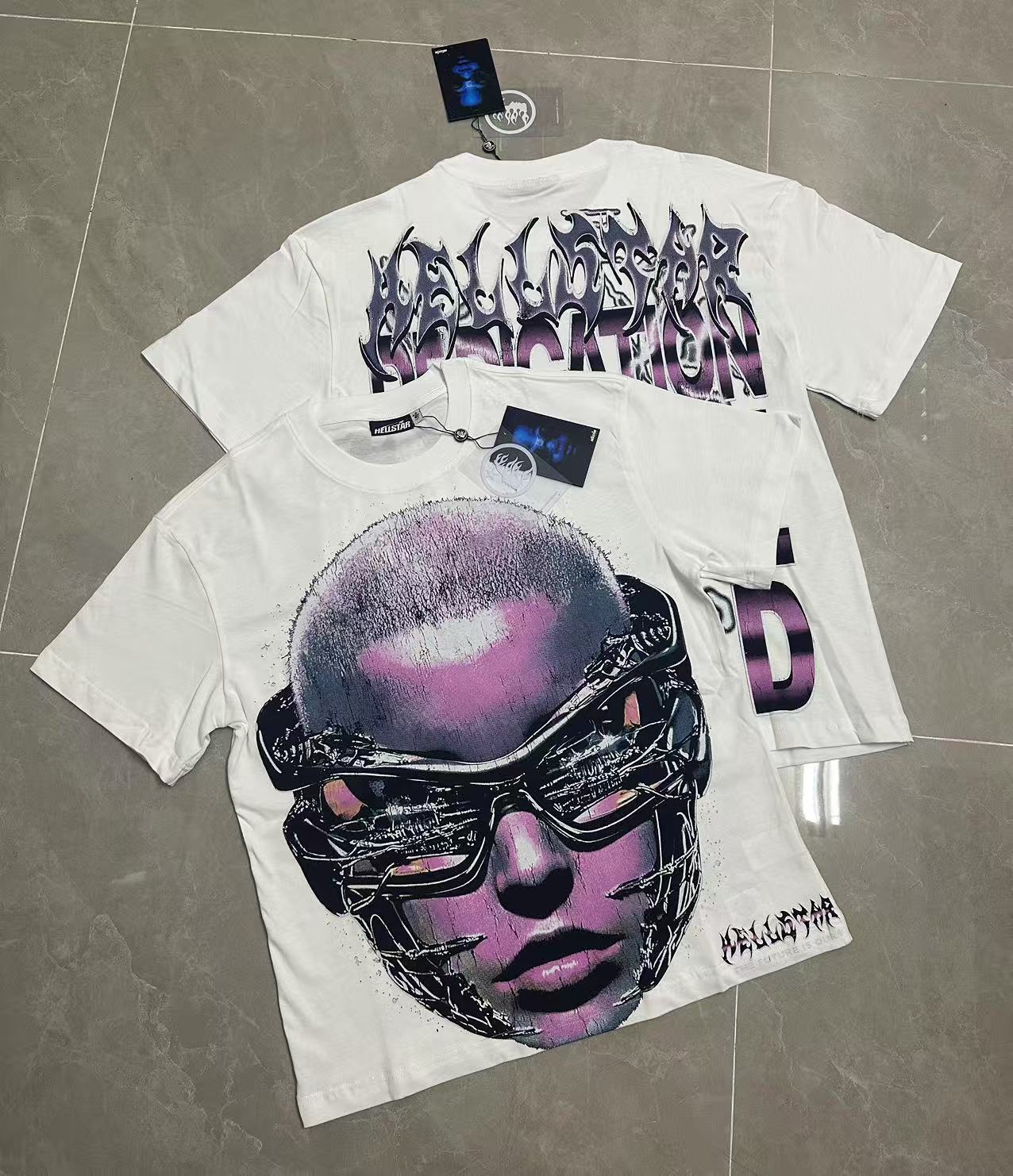 Hell Star Heel Washed Vintage American Print Short Sleeve T-Shirt