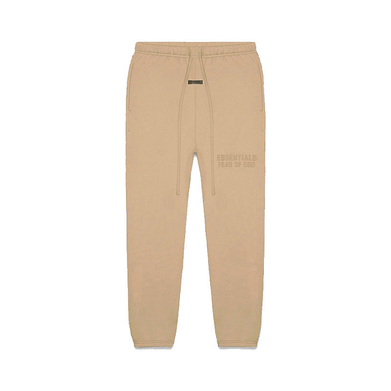 FOG Essentials Letter Embossed Fleece Drawstring Sweatpants – 2023SS American Streetwear