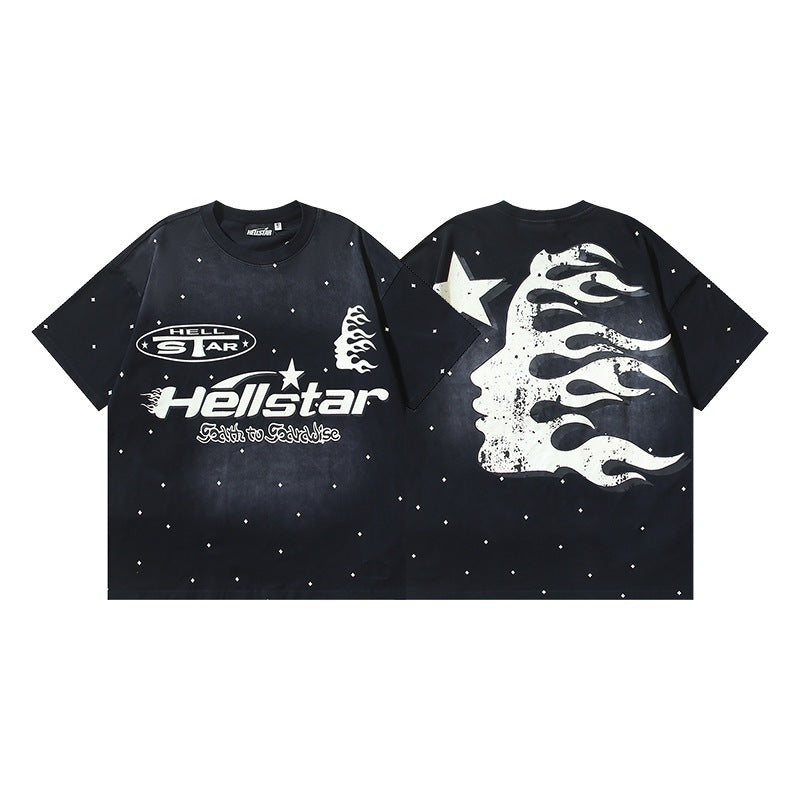 Hellstar Acid-Washed Graphic Tee & Shorts Set