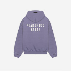 FOG Essentials Letter Embroidered Fleece Zip-Up Hoodie – 2024FW Unisex American Streetwear