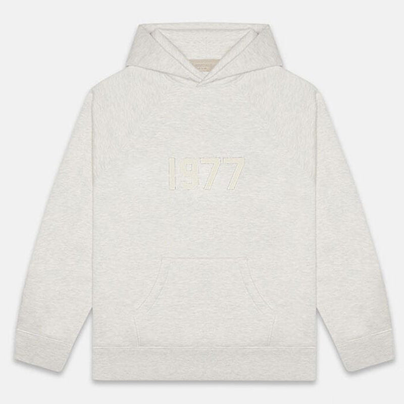 FOG Essentials 1977 Flocked Logo Fleece Pullover Hoodie – 2022SS Vintage American Streetwear