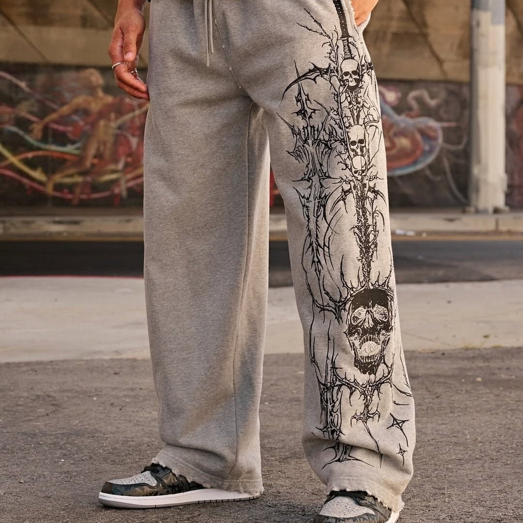YOUNGLA Floral Graphic Sweatpants – Men's Oversized Streetwear Joggers