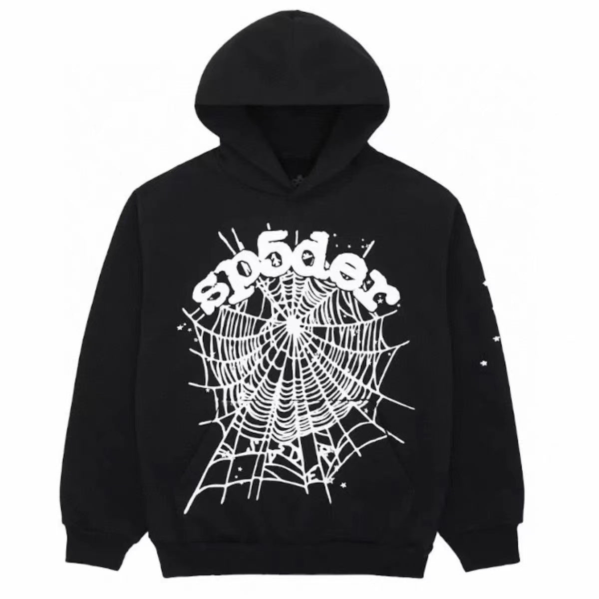 25ss High Quality SP5DER American Streetwear Rhinestone Foam Letter Spider Web Hoodie (Unisex)