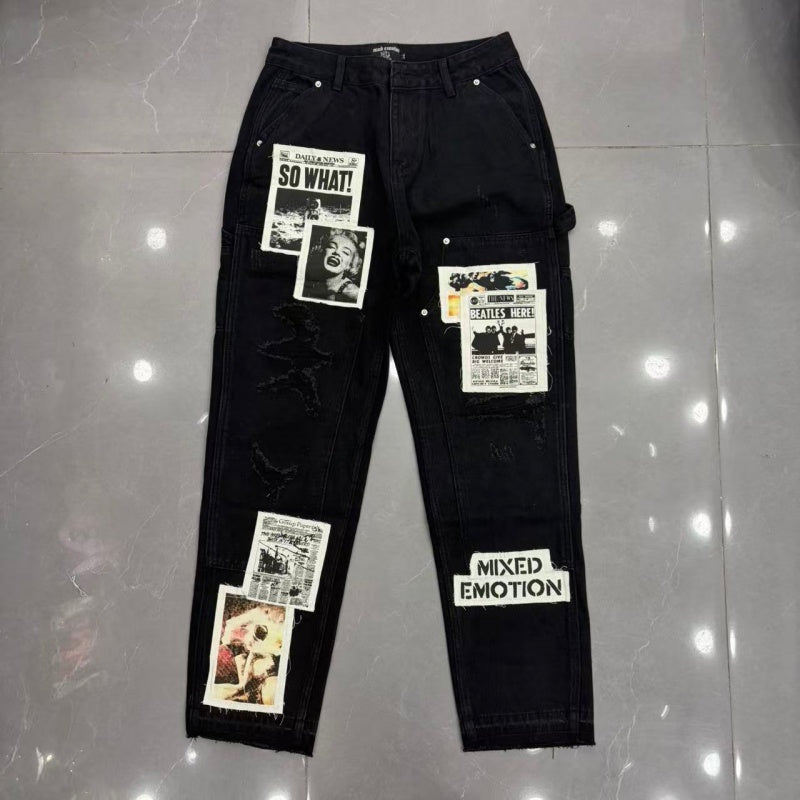 Mixed Emotion jeans High-quality streetwear made from pure cotton