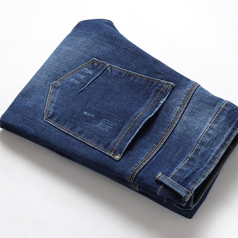 Mens Fashion Jeans Ripped D675#