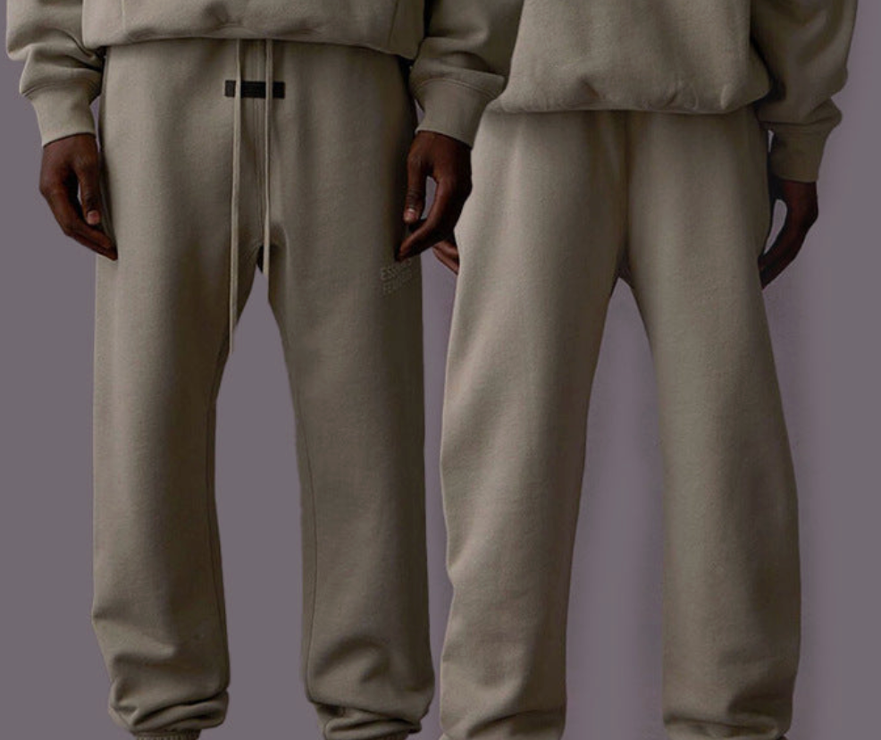 FOG Essentials Letter Embossed Fleece Drawstring Sweatpants – 2023SS American Streetwear